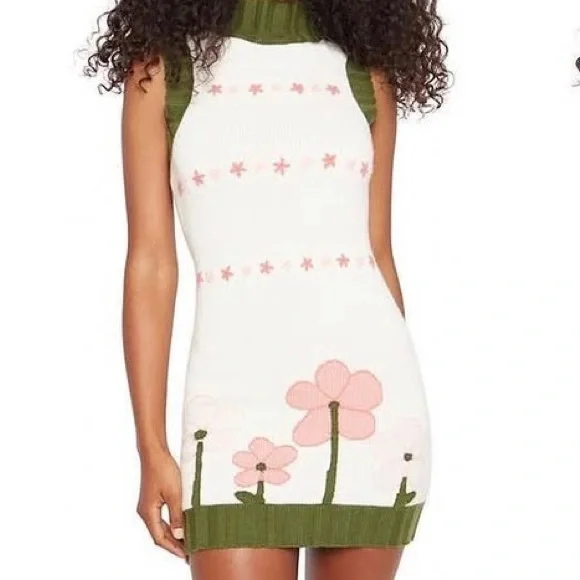 Danielle Guizio Green and White Floral Dress - Picture 1 of 7